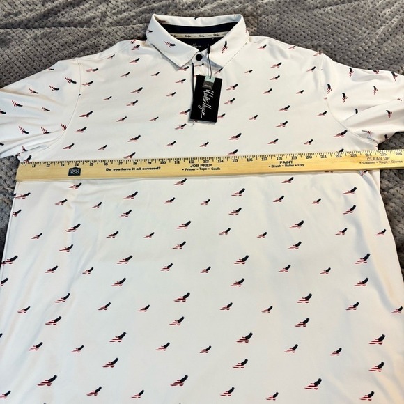 Walter Hagen Mens XL Perfect 11 Golf Polo Shirt White American Flag Eagle NWT - Picture 3 of 5